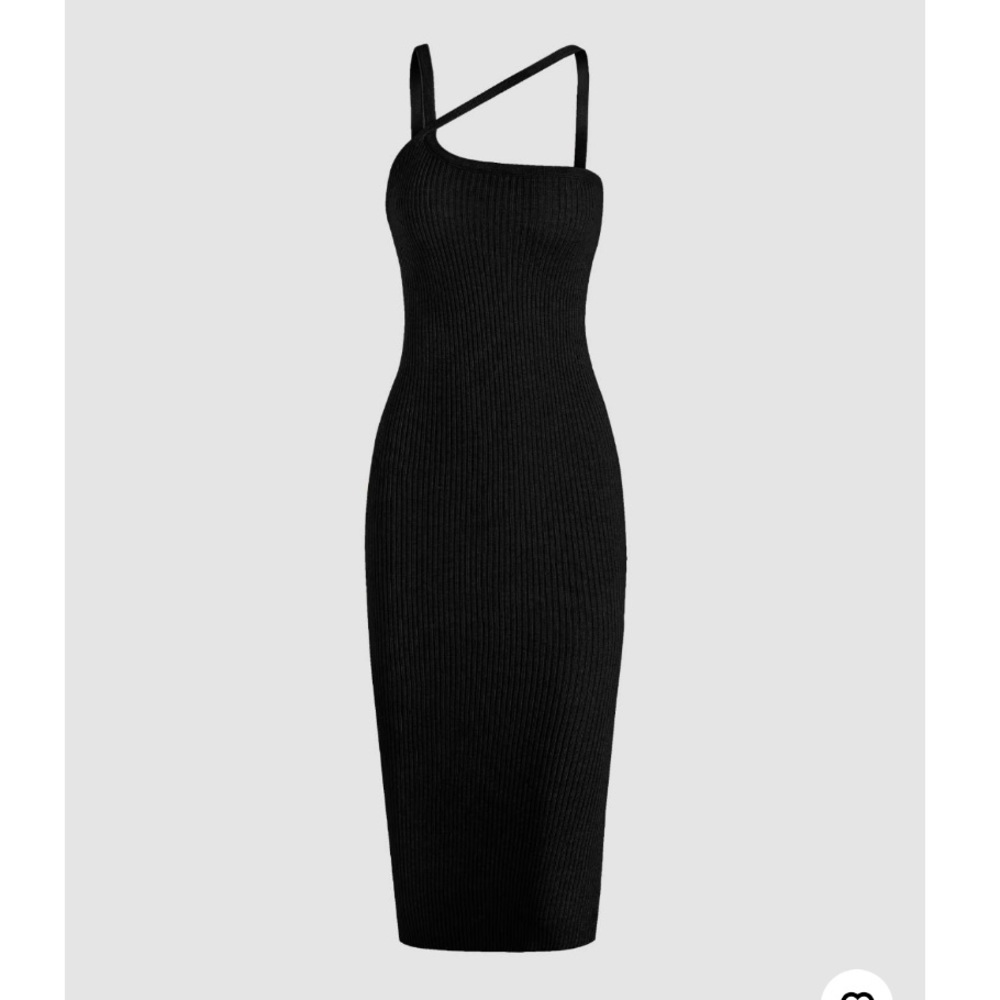 Black one-shoulder bodycon dress - Picture 1 of 4